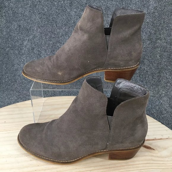 Cole Haan Boots Women 8.5 Ankle Booties Gray Suede Heels - Picture 5 of 6